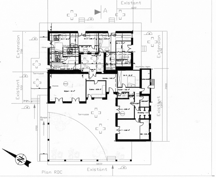 Maison d'htes - extension ( projet en cours ) : Plan extension