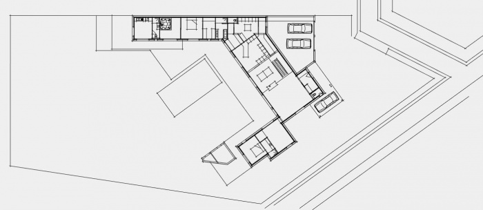 Maison U autour d'une piscine : plan