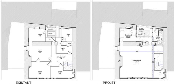 ramnagement intrieur d'une maison en pans de bois : plan niv2