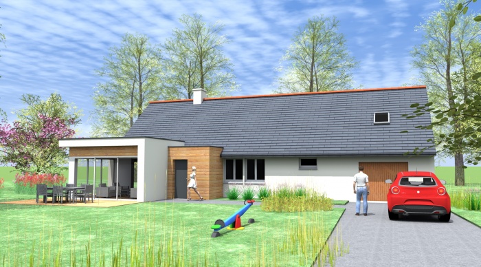 Extension - Projet G+Q : 3- extension architecte Lise roturier ossature bois bardage bois